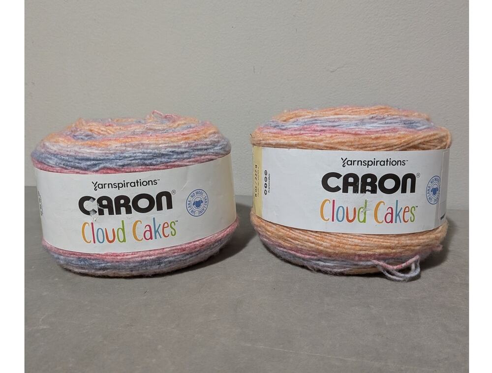 Lot of 2 Caron Cloud Cakes Yarn WARM SKY Discontinued Peachy Pink Blue